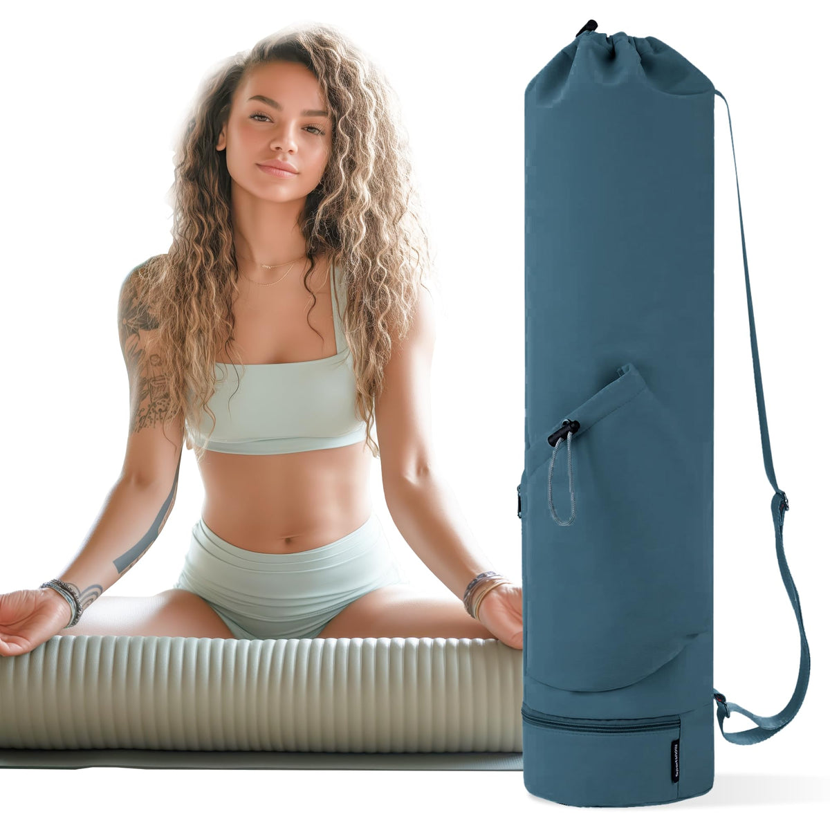 BIOPRONEXT Yoga Mat Bag Сarrier - Multi-Functional Yoga Mat Carrier Bag with Water Bottle Pocket - Versatile Gym Yoga Mat Bags for Women - Yoga Bag for Mat with Adjustable Strap - Premium Yoga Carrier